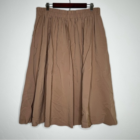 NWT Belle Poque Tan Midi Skirt Vintage Pinup Inspired Rockabilly Safari Size 2X - Picture 3 of 10